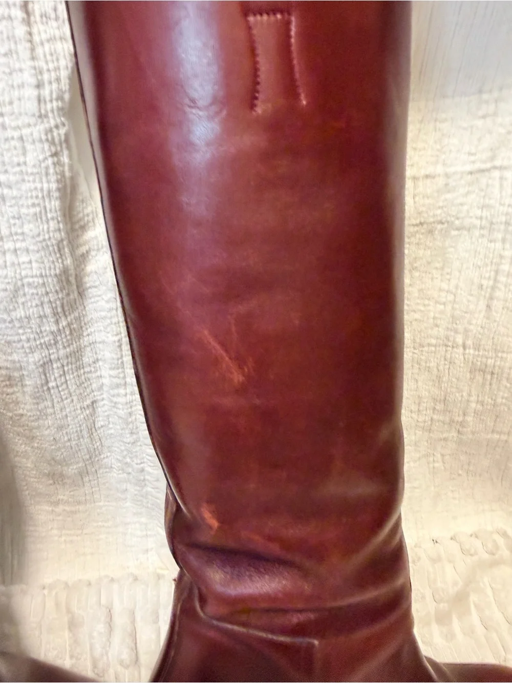 A.P.C. Knee High Leather Boots - Burgundy